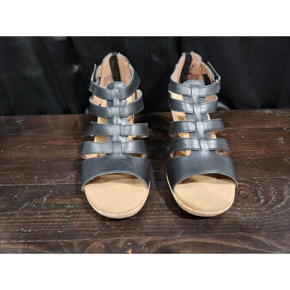 Rockport Briah Black Leather Gladiator Cork Wedge Sandal/Sz. 7.5 NWOB - Picture 5 of 10
